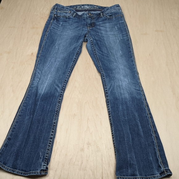Express, Thick Stitch, Distressed, Boot Cut Jeans, Women's (12R) - Picture 2 of 12